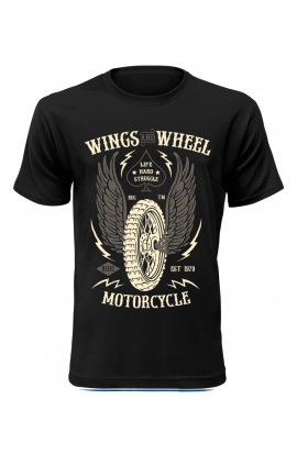 Pánské motorkářské tričko Wings and Wheel