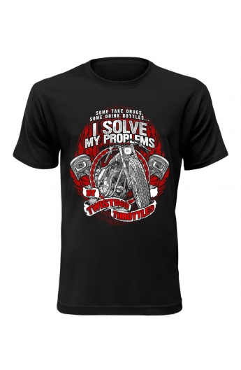 Pánské motorkářské tričko I Solve My Problems
